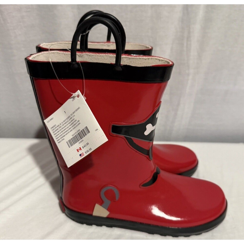 NEW With TAGS NWT Gymboree Kids Boys Rain boots Size 1 Pirate Red